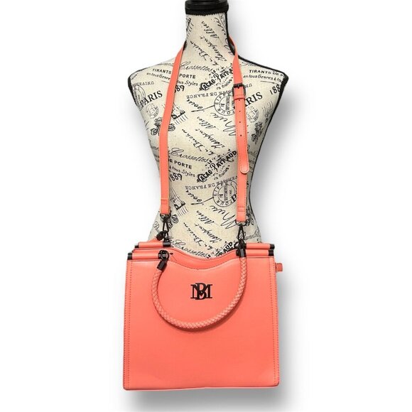 Badgley Mischka Coral Vegan Leather Crossbody Bag Braided Handle Zip Top NWT - Picture 2 of 9